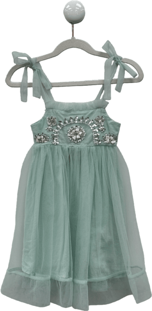 TUTU DU MONDE Dusty Aqua Green Embellished Tulle Dress 4 - 5 Y