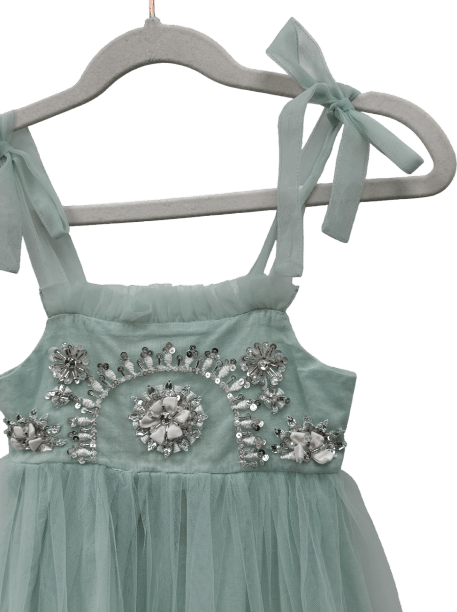 TUTU DU MONDE Mint Green Embellished Tulle Skirt Dress 4 Years - Reliked