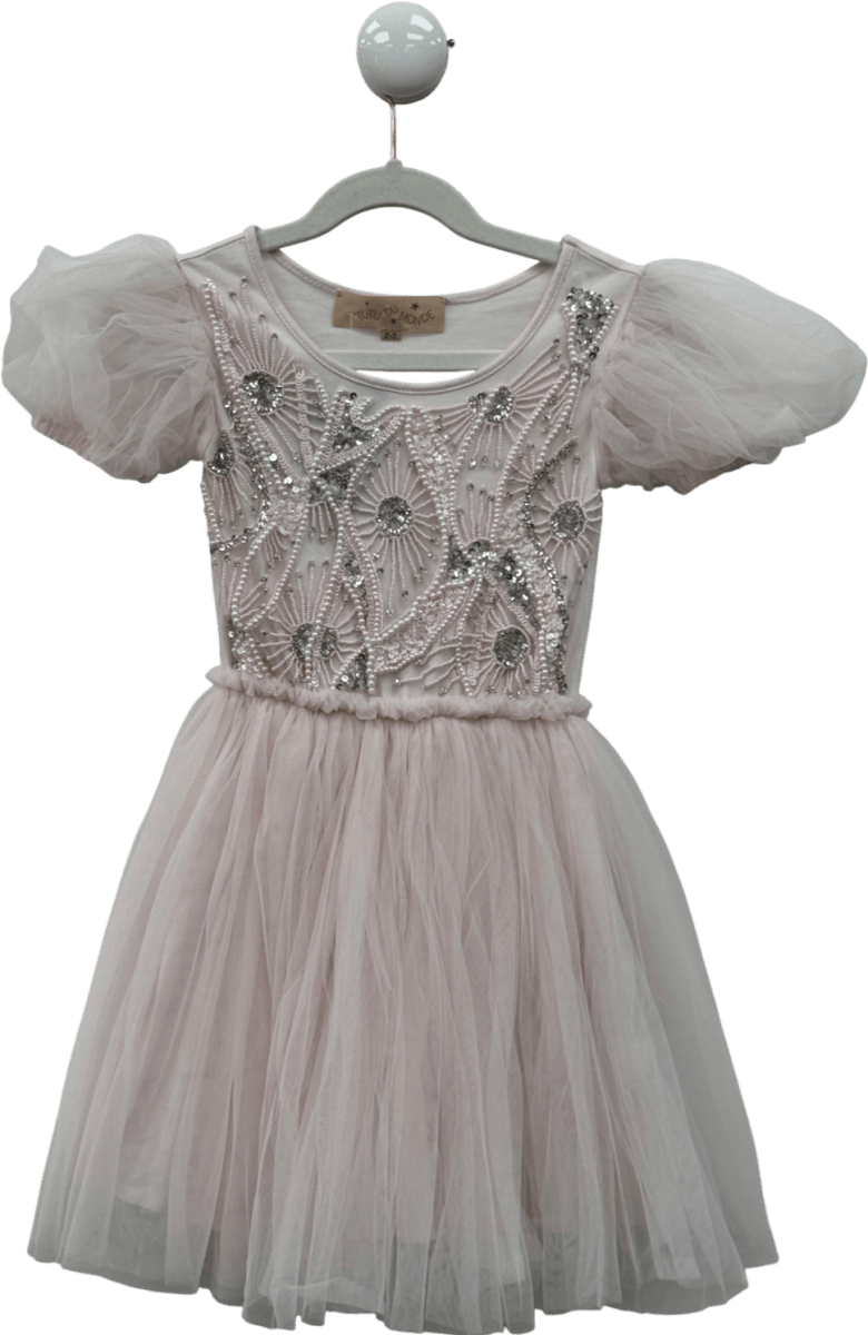 TUTU DU MONDE Pink Embellished Puff Sleeve Tulle Dress 2 - 3 Years - Reliked