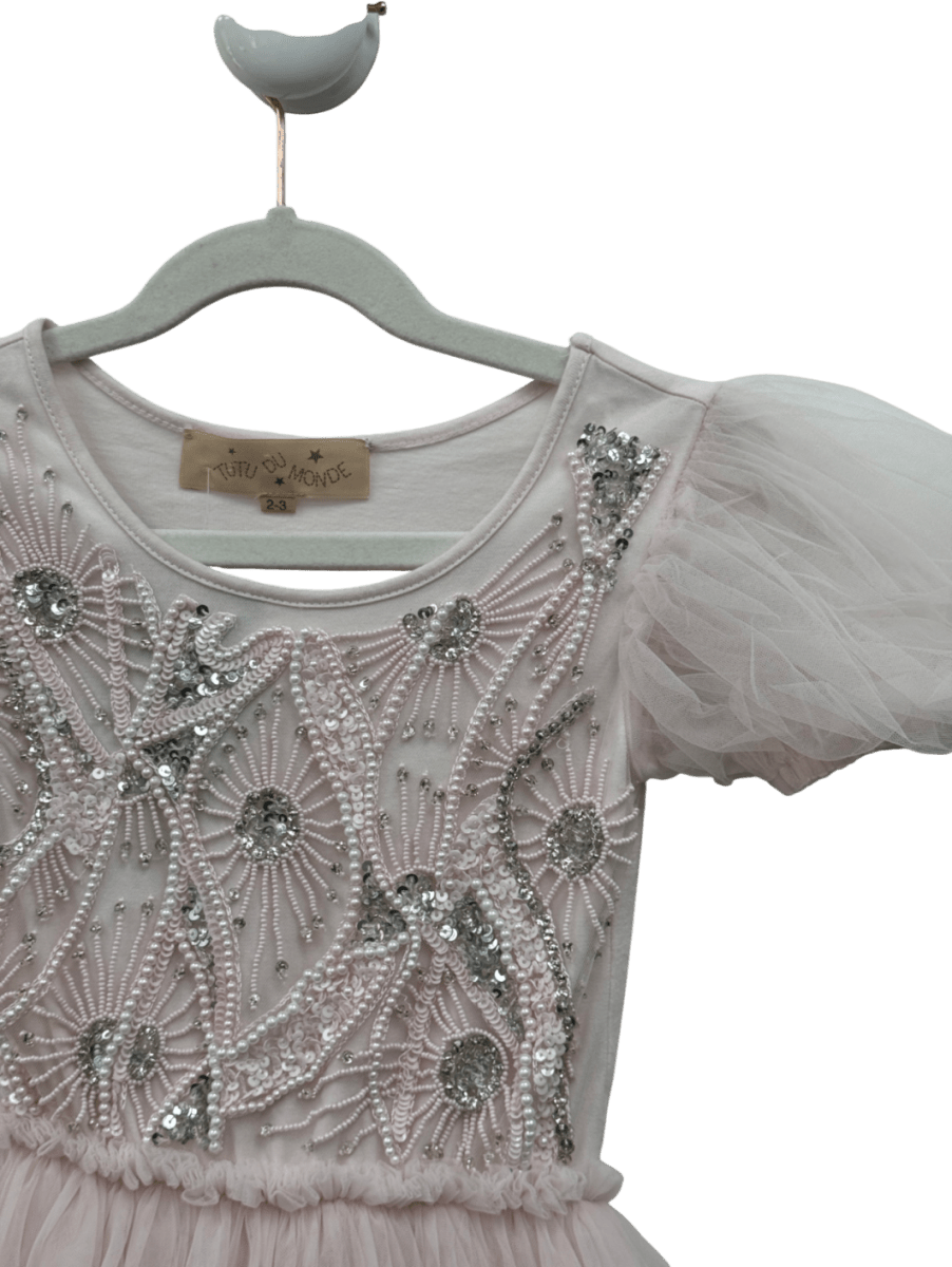 TUTU DU MONDE Pink Embellished Puff Sleeve Tulle Dress 2 - 3 Years - Reliked