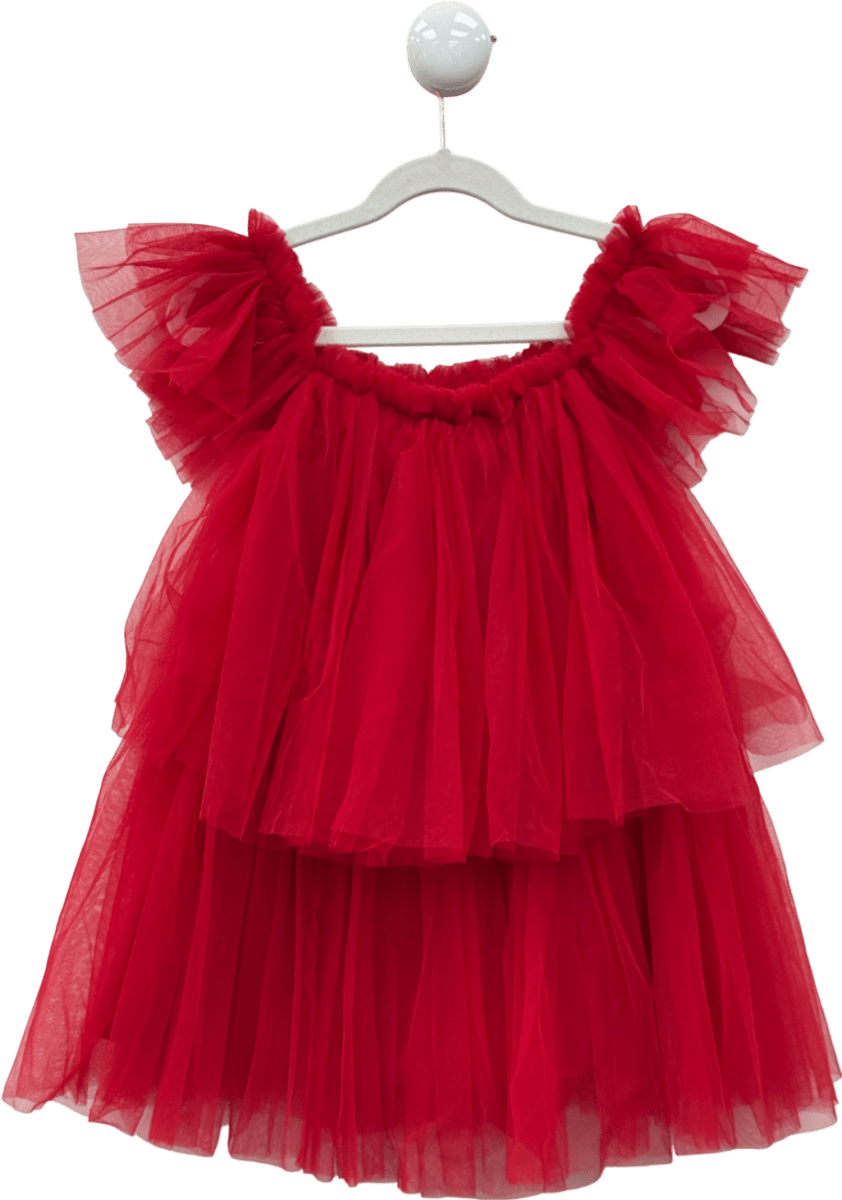 TUTU DU MONDE Red Tulle Layered Party Dress 4 - 5 Years - Reliked