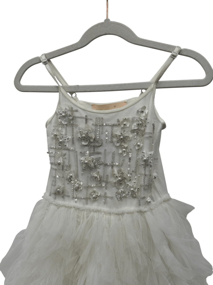 TUTU DU MONDE White Tulle Skirt Embellished Dress 4 - 5 Years - Reliked