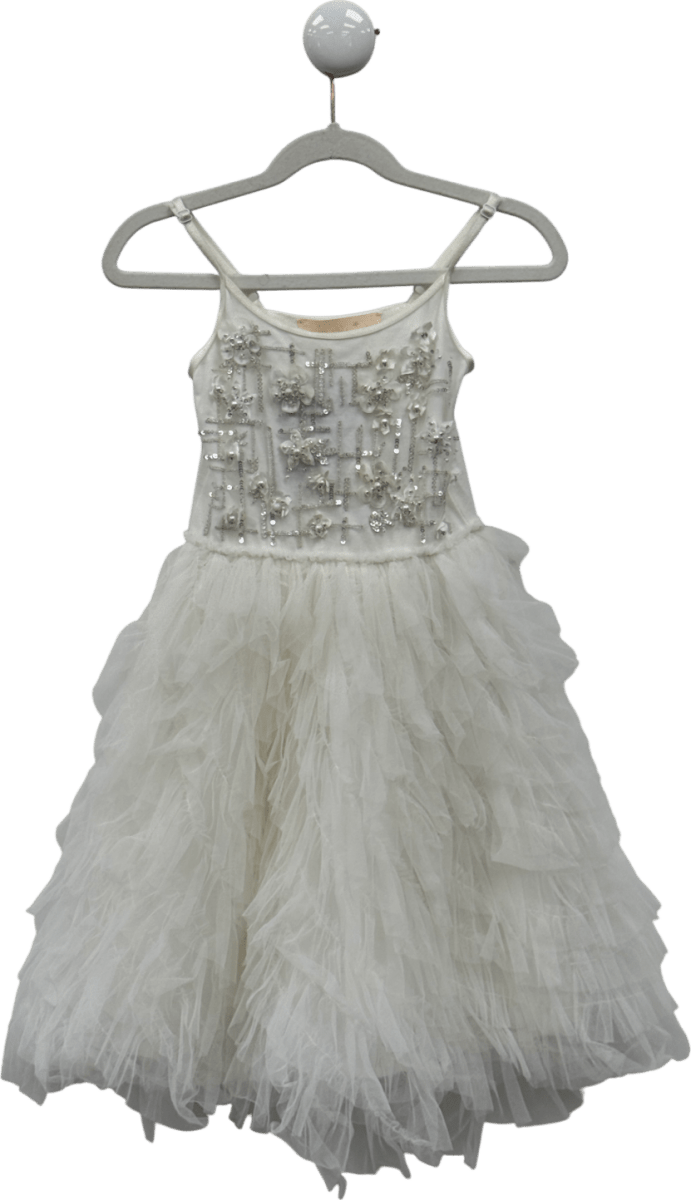 TUTU DU MONDE White Tulle Skirt Embellished Dress 4 - 5 Years - Reliked