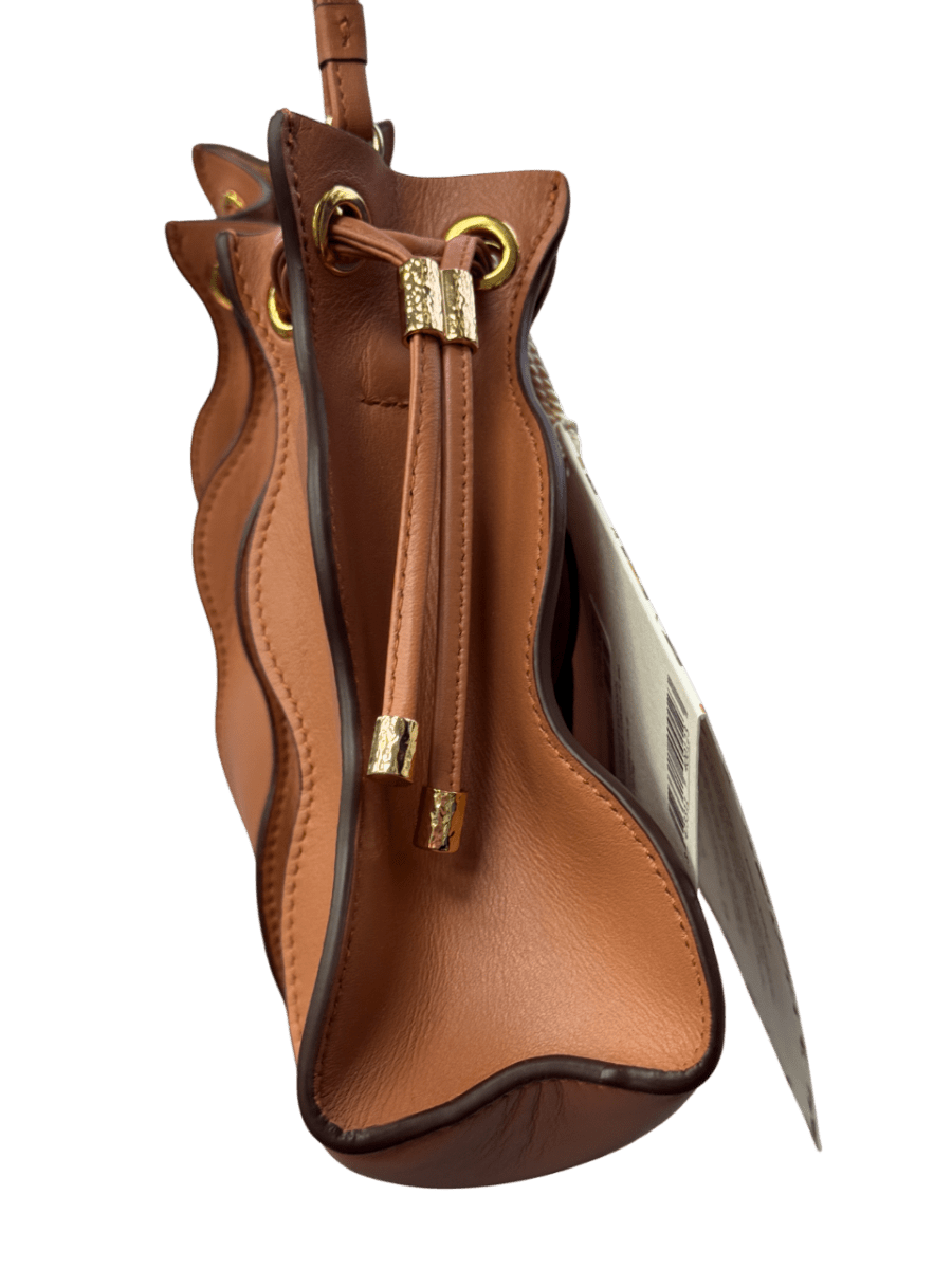 Ulla Johnson Brown X Sisley Tan Leather Iconic Wave Crossbody Bag - Reliked