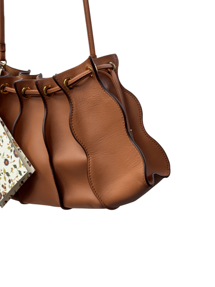 Ulla Johnson Brown X Sisley Tan Leather Iconic Wave Crossbody Bag - Reliked