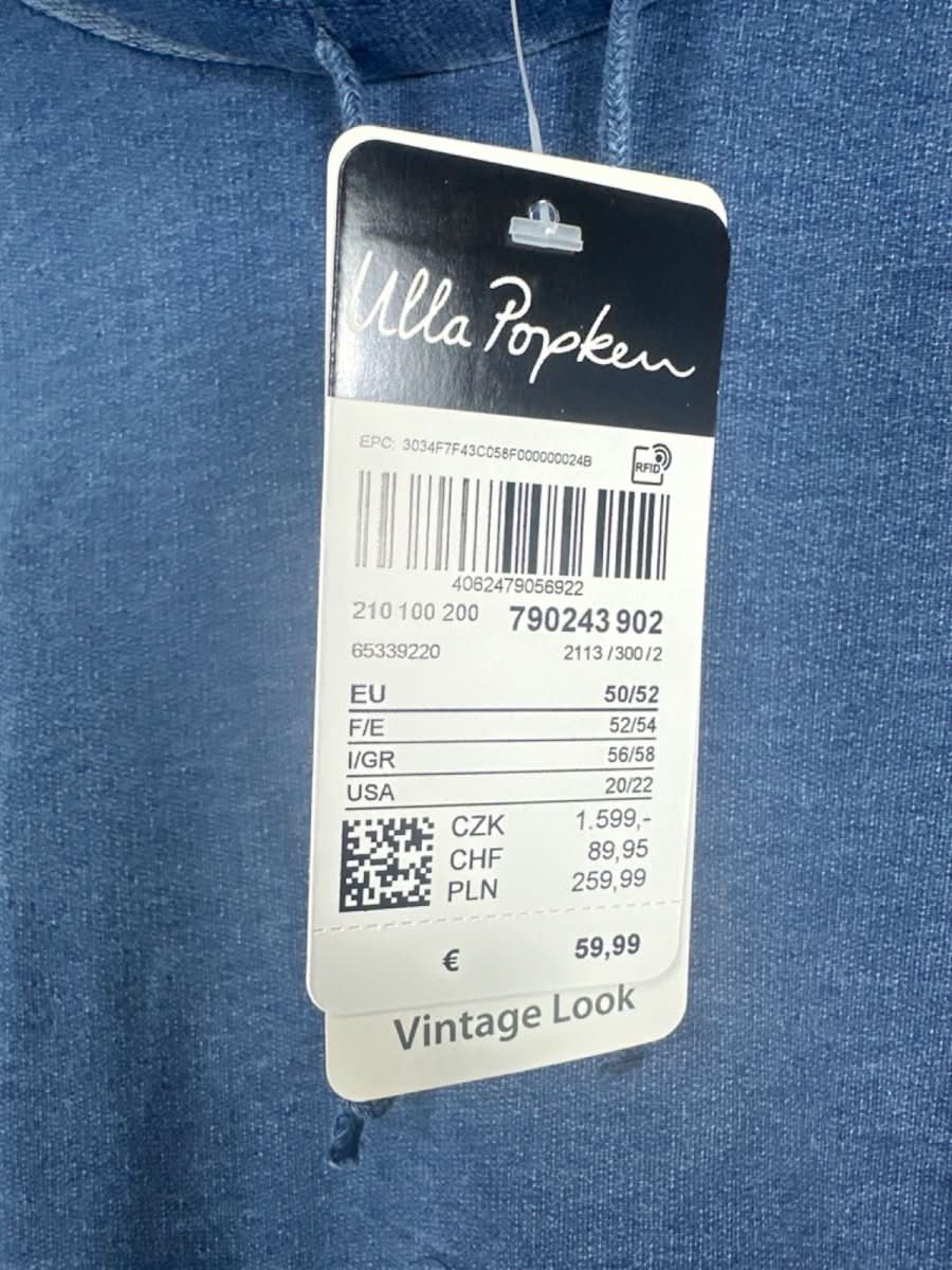 Ulla Popken Blue Vintage Look Long Pullover UK 24 - 26 - Reliked