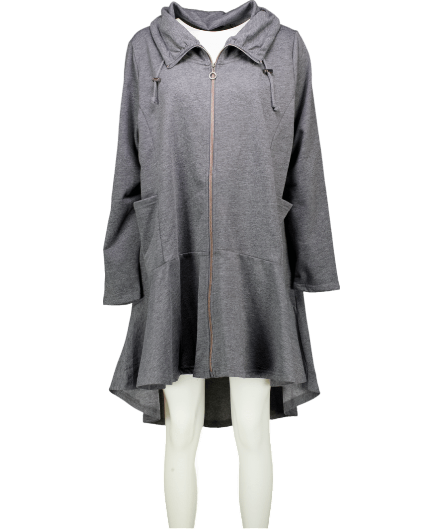 Ulla Popken Grey Peplum Detail Zip Jersey Jacket UK 20 / 22 - Reliked