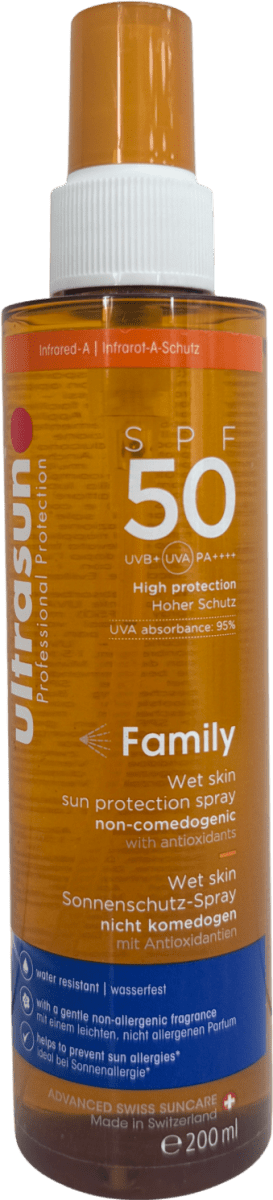 Ultrasun Family Wet Skin Spray Spf50 200ml - Reliked