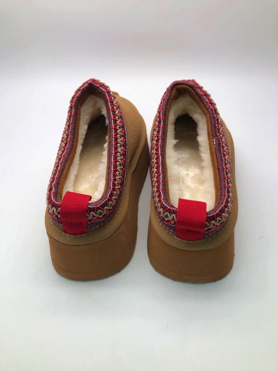 Unbranded Brown Embroidered Platform Slippers UK 3 - Reliked