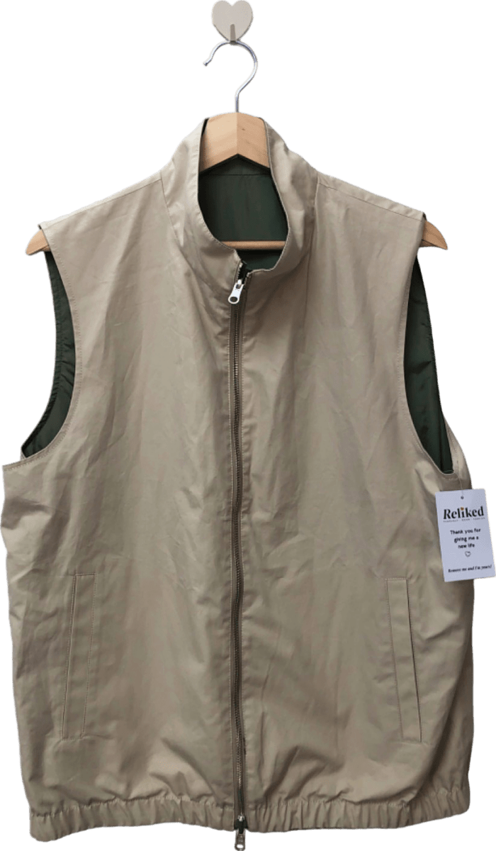Unbranded Reversible Beige/Green Gilet Vest UK M - Reliked