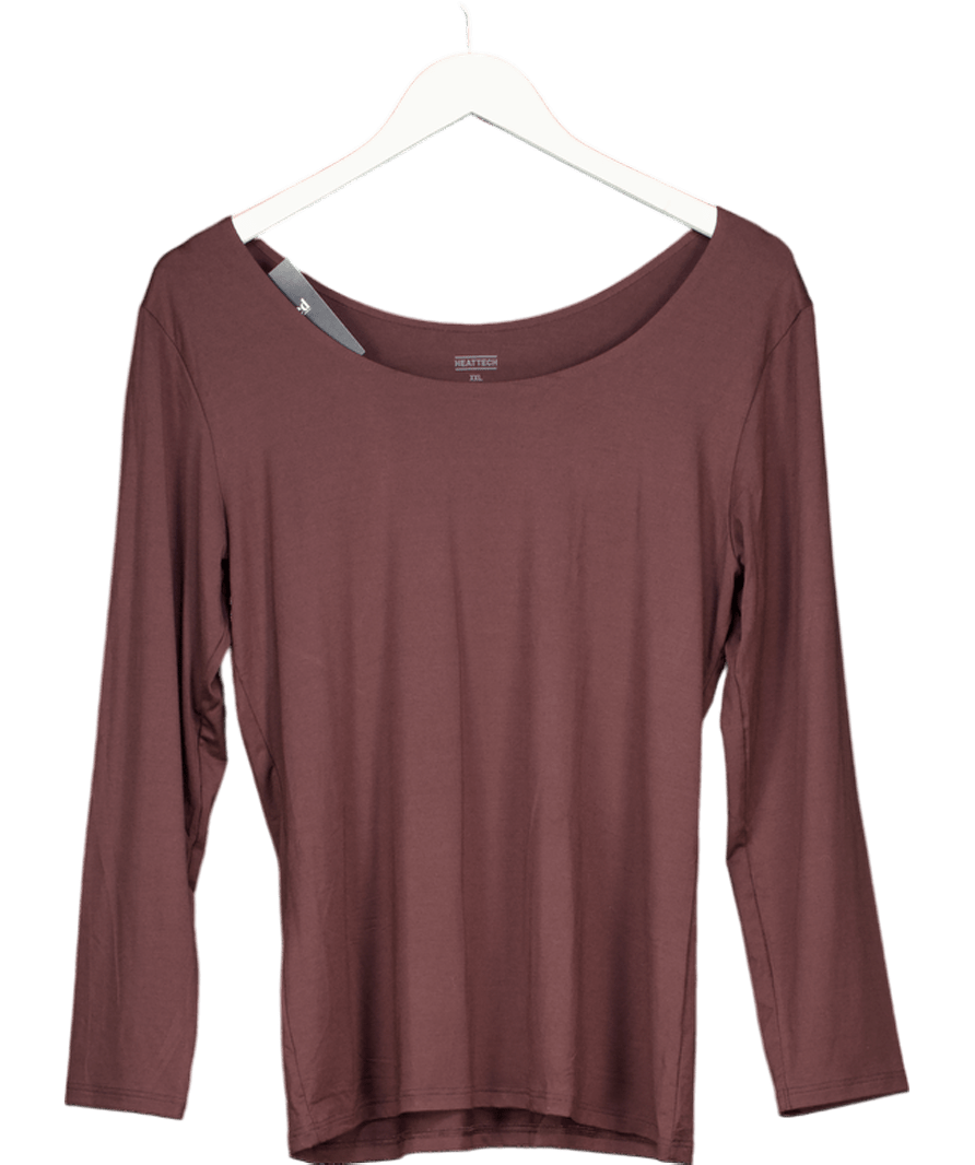 Uniqlo Brown Heattech Scoop Neck T-shirt UK XXL - Reliked