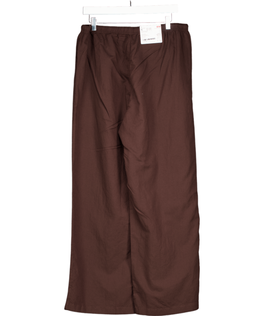 Uniqlo Chocolate Brown Linen Blend Easy Trousers UK XL - Reliked