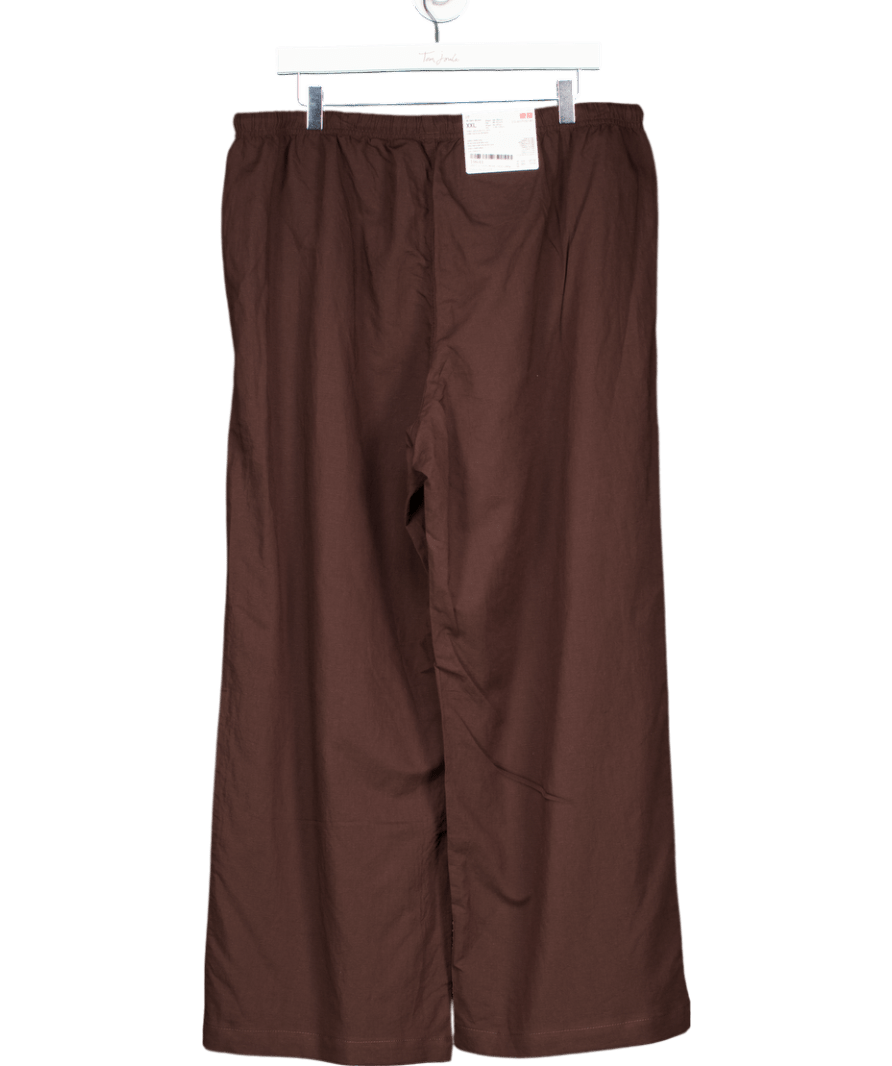 Uniqlo Chocolate Brown Linen Blend Easy Trousers UK XXL - Reliked