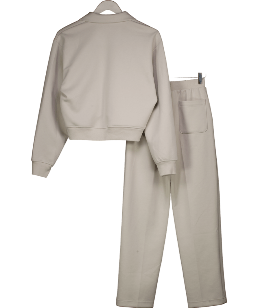 Uniqlo Cream Dry Sweat Half - zip Shirt And Trouser Set UK S - Reliked