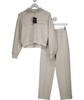 Uniqlo Cream Dry Sweat Half - zip Shirt And Trouser Set UK S - Reliked