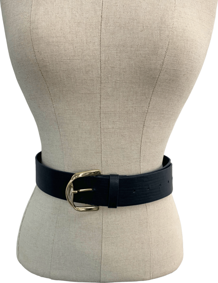 Unknown Brand Black Leather Belt M - Reliked