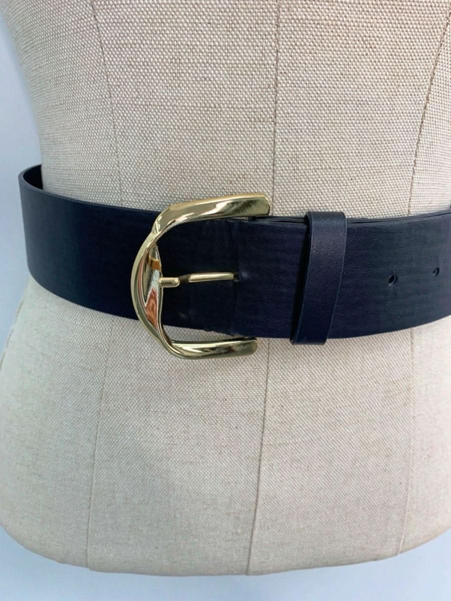 Unknown Brand Black Leather Belt M - Reliked