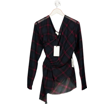 MIISTA Leda Blouse Burgundy Red Check Fr36 UK 8