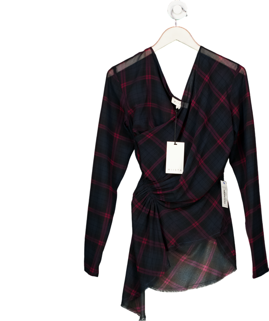 MIISTA Leda Blouse Burgundy Red Check Fr36 UK 8