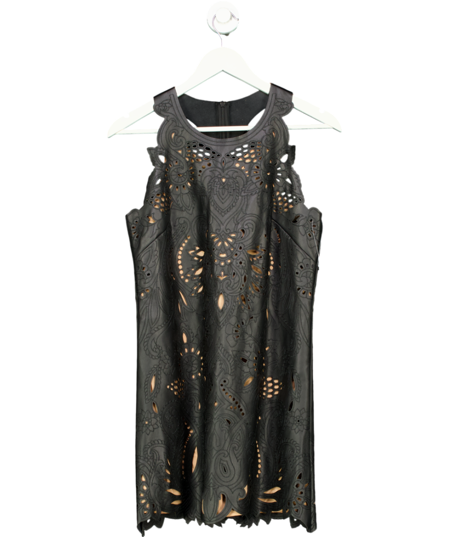 Anthropologie Black Sleeveless Faux Leather Cutout Mini Dress UK XS