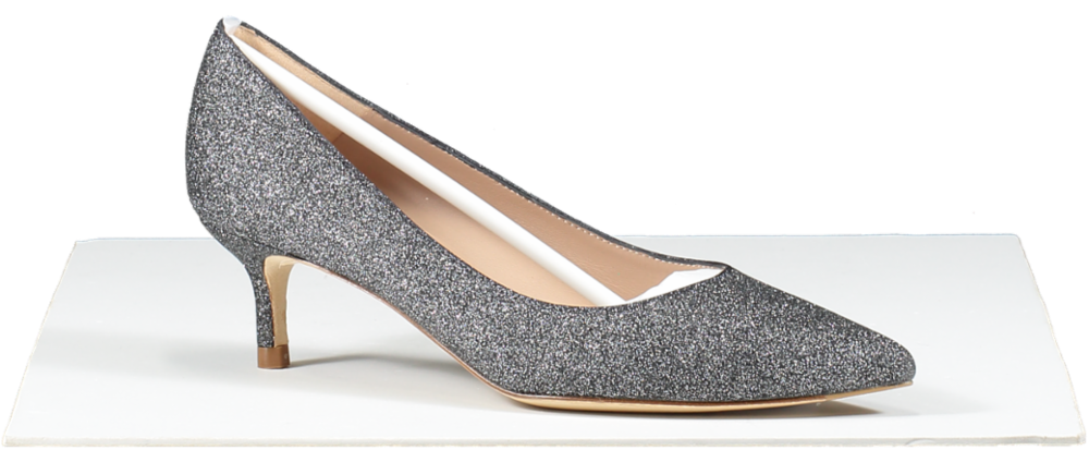LK Bennett Grey Glitter Kitten Heel Court Shoes  UK 4 EU 37 👠