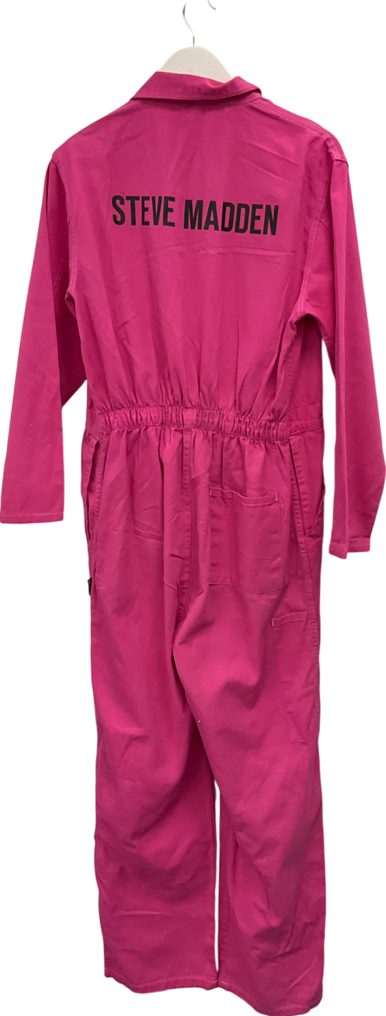 STEVE MADDEN Logo Printed Hot Pink Jumpsuit UK M