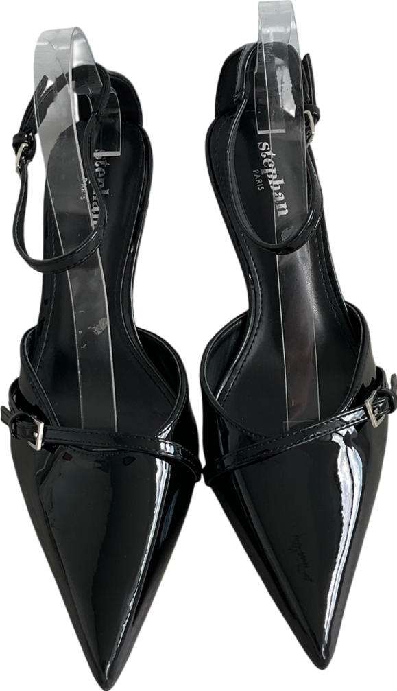 Stephan Black Varnish Pumps With Cross Straps UK 7 EU 40 👠