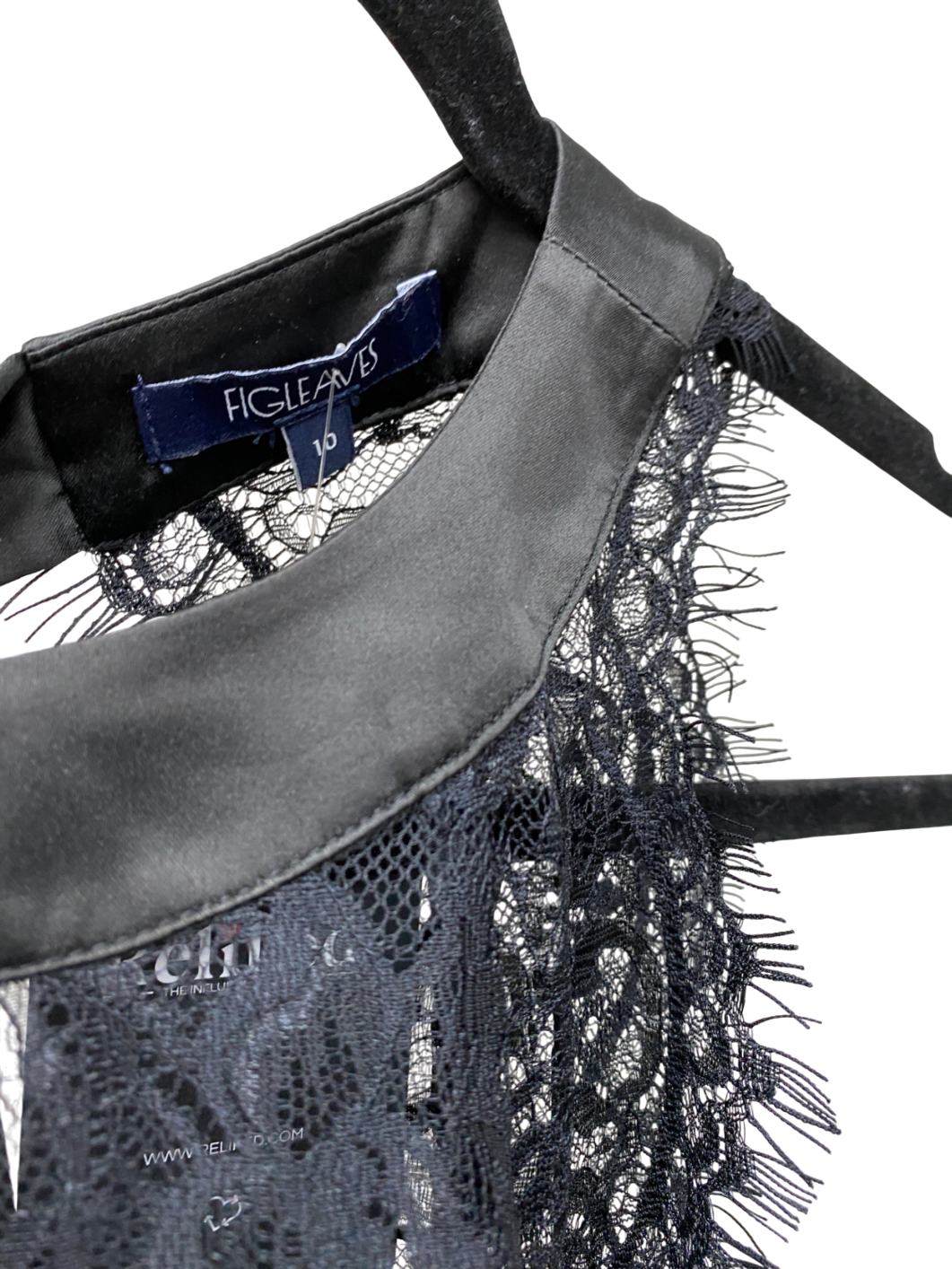 Fig Leaves Black Lace Mini Dress UK 10