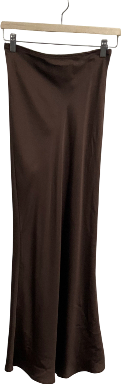 New Look Brown Satin Maxi Skirt UK 8