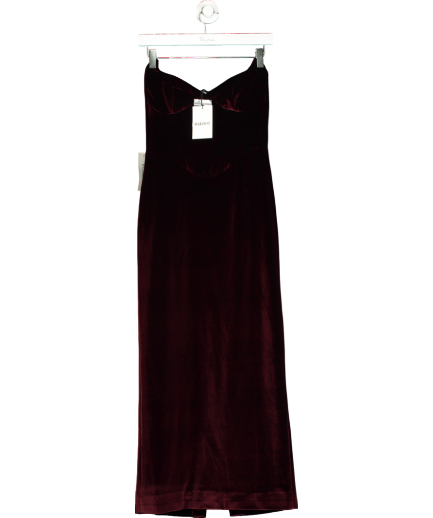 Bardot Red Camellia Strapless Velour Dress UK 8