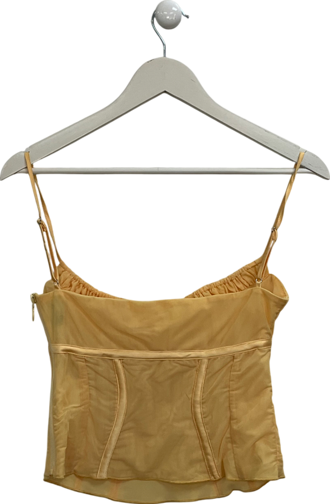Mistress Rocks Yellow Mesh Cami Top UK S