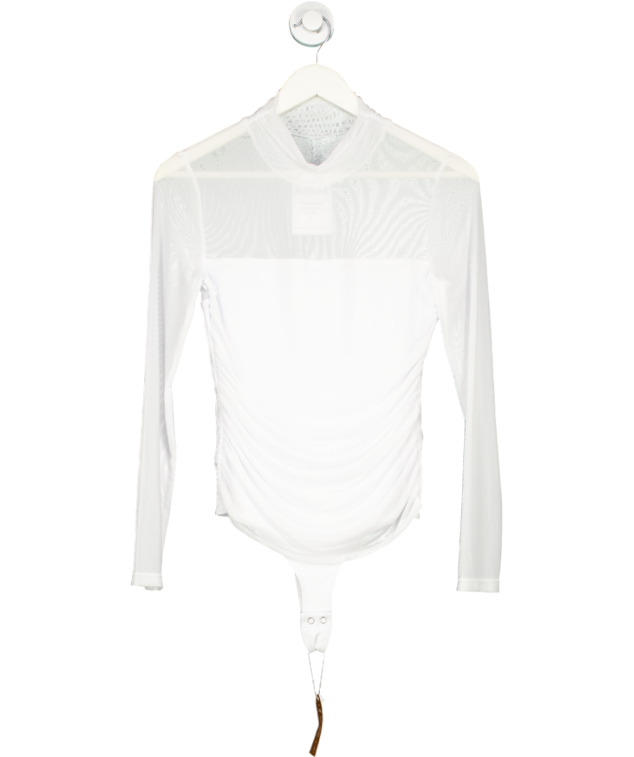 Reoria White High Neck Mesh Bodysuit UK M