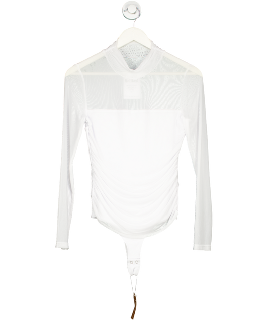 Reoria White High Neck Mesh Bodysuit UK M