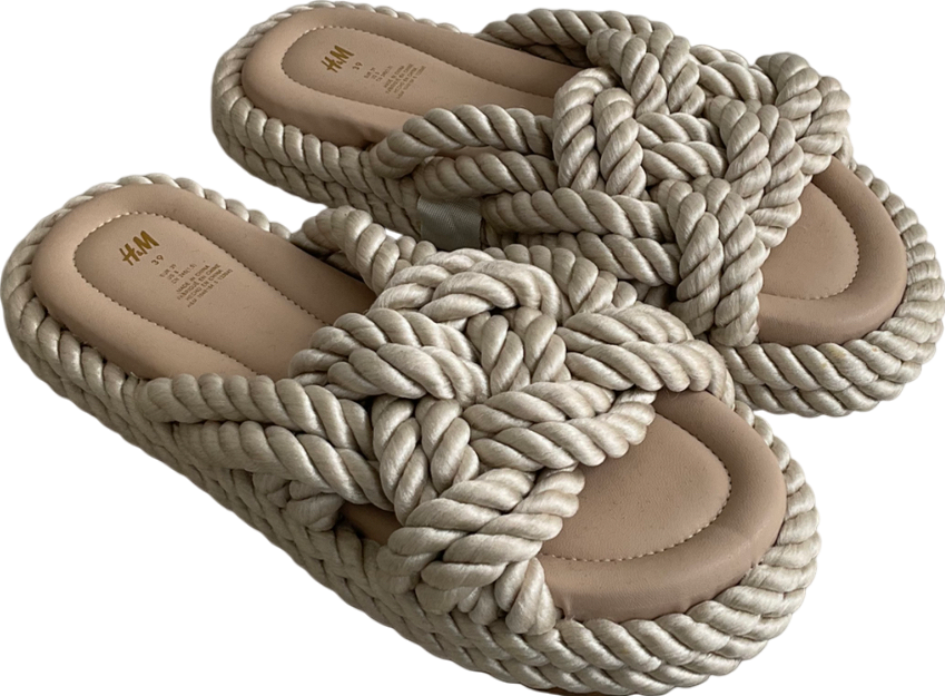 H&M Beige Rope Slides UK 6 EU 39 👠