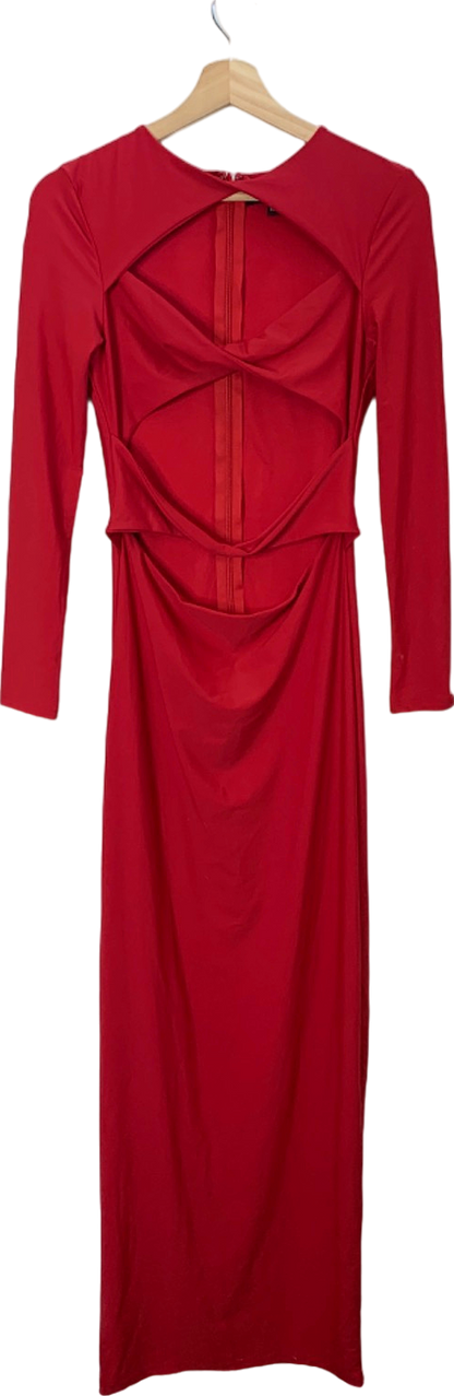 Wanderdoll Red Cut-Out Back Midi Dress UK 10