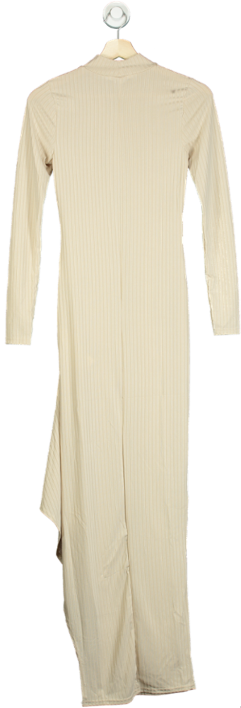 Pretty Little Thing Beige Ribbed Maxi Dress UK 6