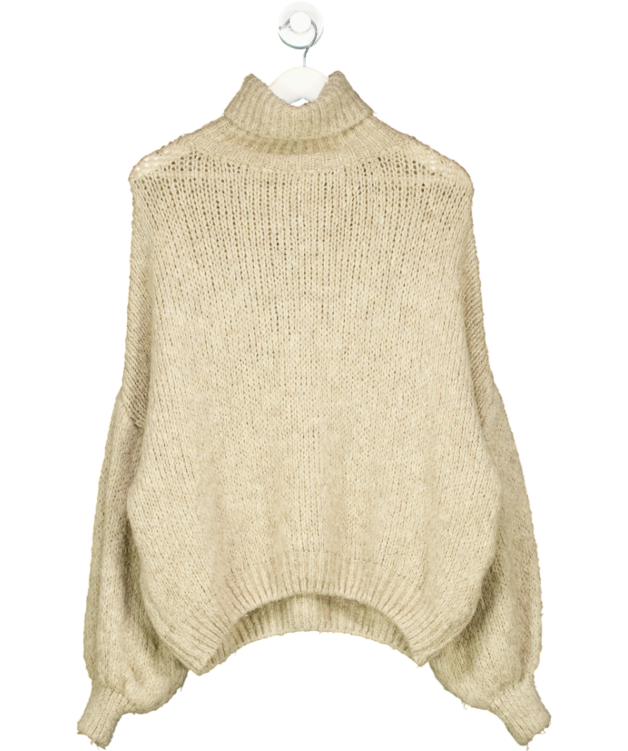 Charli Beige Wool Blend Roll Neck Jumper One Size