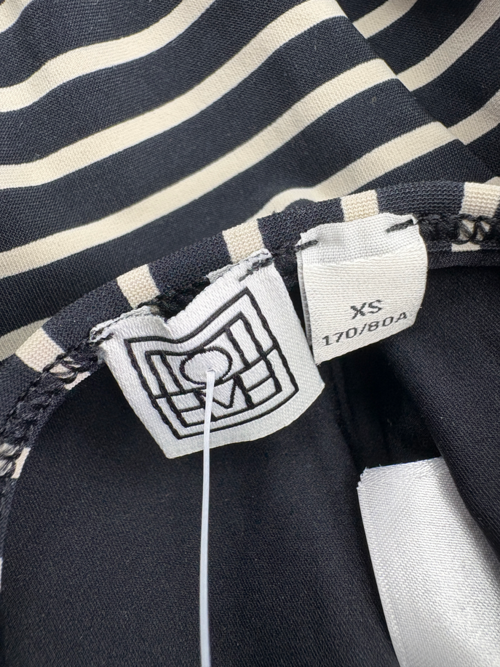 Toteme Black Striped High Neck Swimsuit UK XS