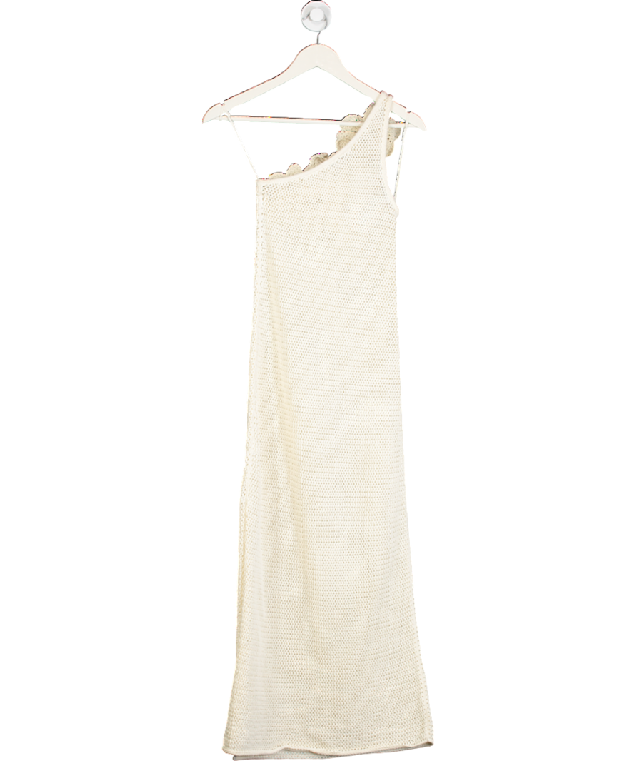 & Other Stories Beige Crocheted One-shoulder Midi Dress UK XS
