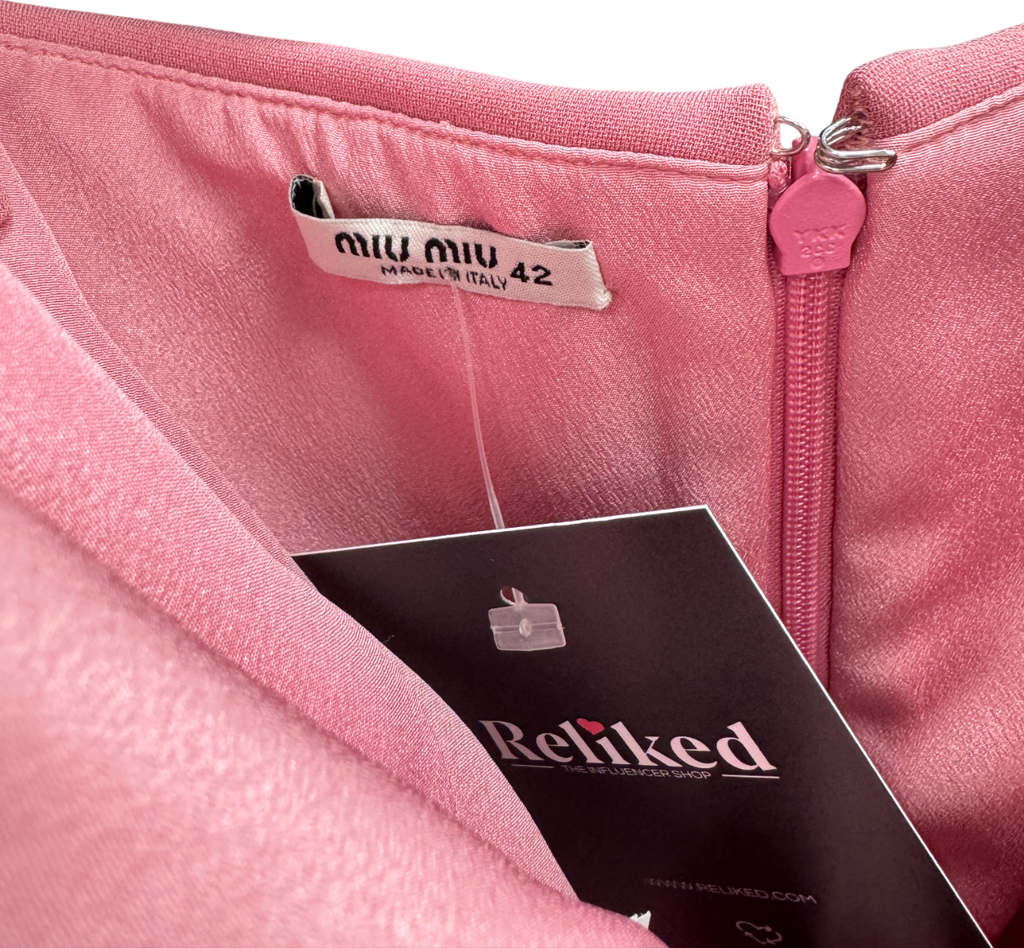 Miu Miu Pink Embellished Bow Front Fit & Flare Mini Dress UK 10