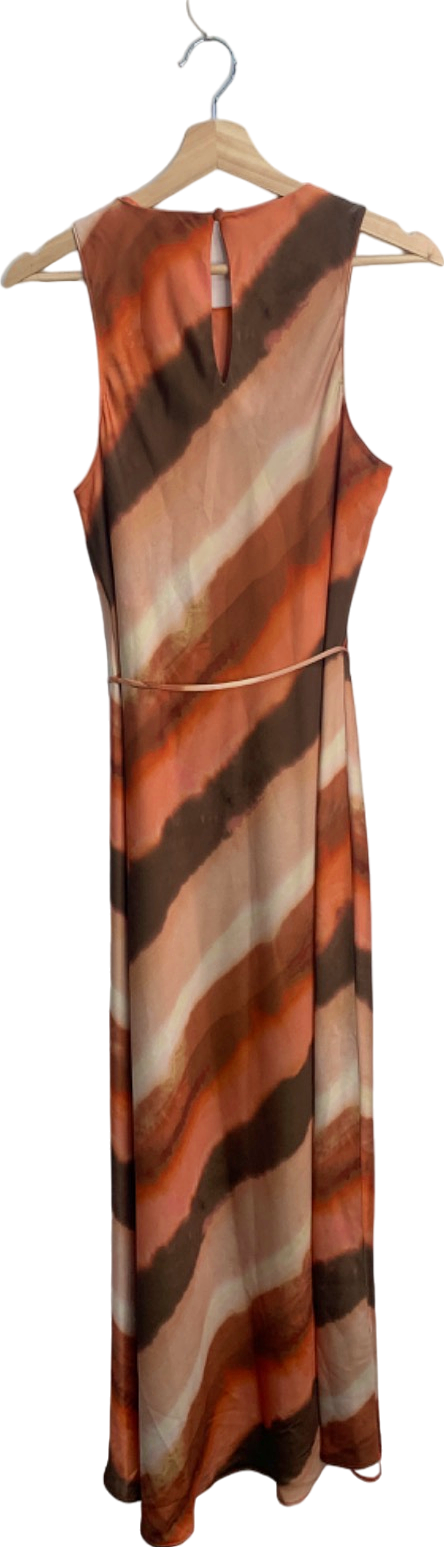 River Island Rust Multi-Stripe Sleeveless Dress Size UK 12