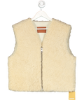 Sandro Cream Sleeveless Shearling Cardigan UK S