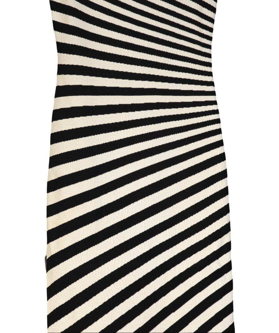 Meshki White Raven Striped Knit Midi Dress UK S