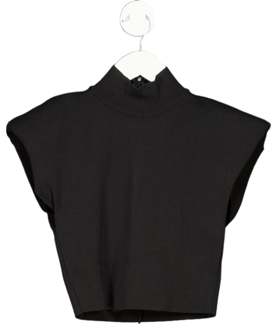 ZARA Black T-shirt With Padded Shoulders UK S