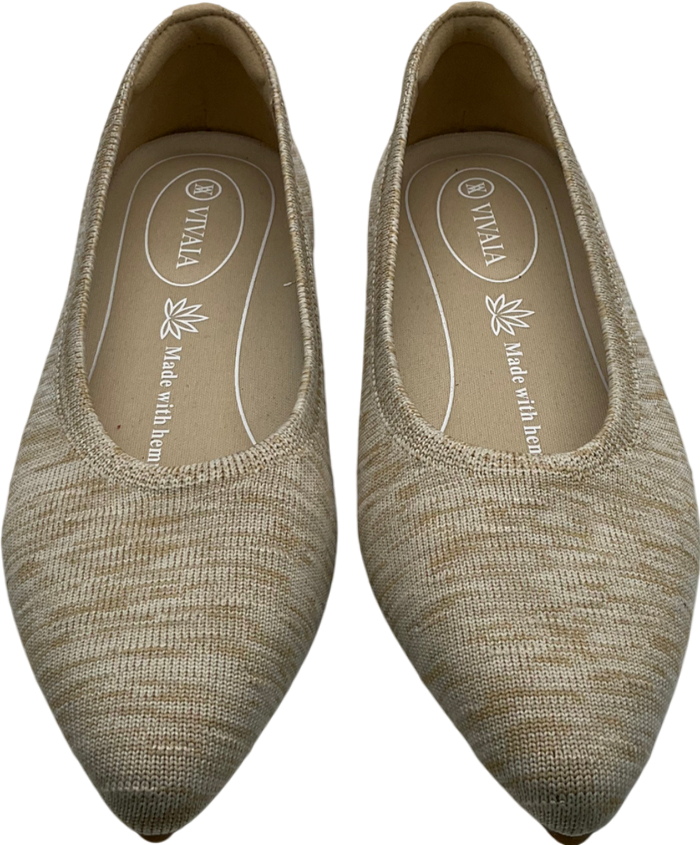 vivaia Beige Pointed Toe Comfortable Ballet Flats UK 4 EU 37 👠