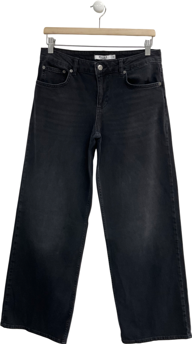 NA-KD Black Wide Leg Jeans UK 8