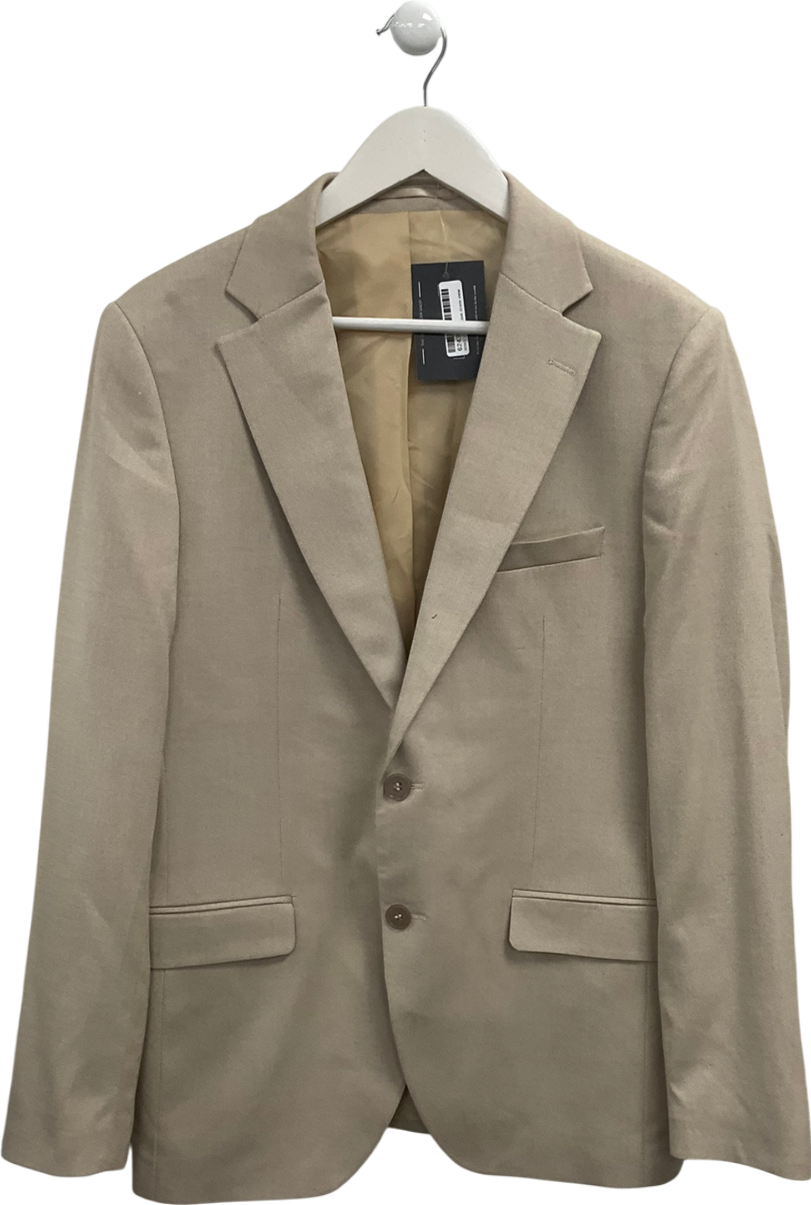 boohooMan Beige Single Breasted Blazer UK 40" CHEST