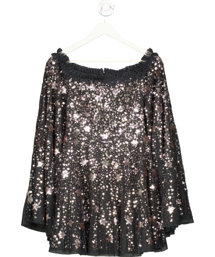 Needle & Thread Black Shooting Stars Cape Mini Dress UK 8