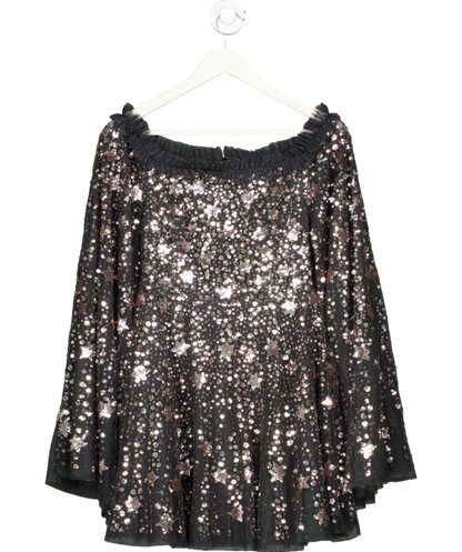 Needle & Thread Black Shooting Stars Cape Mini Dress UK 8