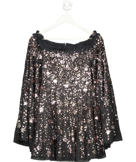 Needle & Thread Black Shooting Stars Cape Mini Dress UK 8